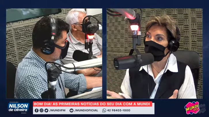 Imagem da entrevista em que a prefeita fala sobre a PL do IPTU de Ponta Grossa