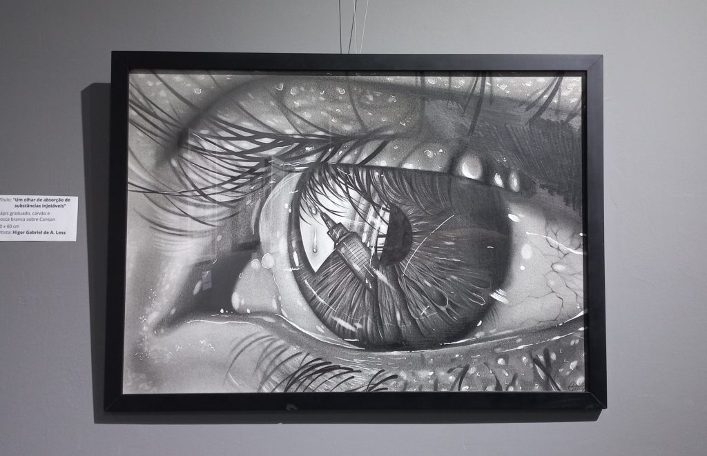 Foto de quadro em exposição no Salão de Artes Visuais de Ponta Grossa