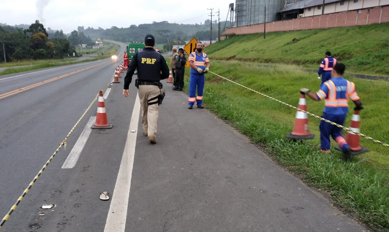 Foto de local onde ocorreu atropelamento na BR-277, em Irati