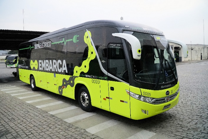 Foto de ônibus elétrico usado pela Expressos Princesa dos Campos