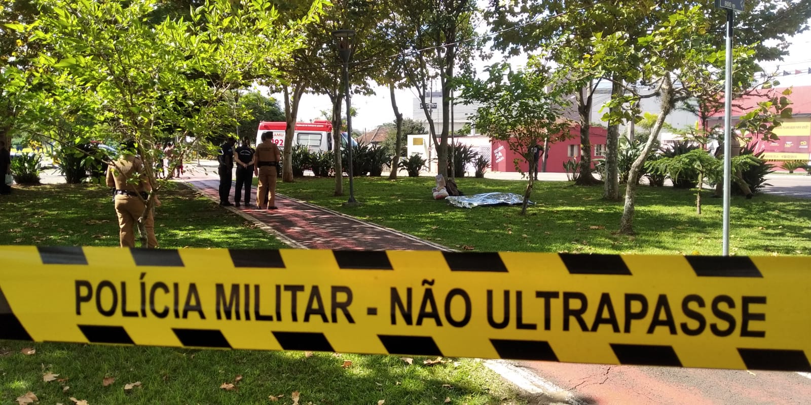 Foto de local do homicídio ocorrido no Parque Ambiental de Ponta Grossa