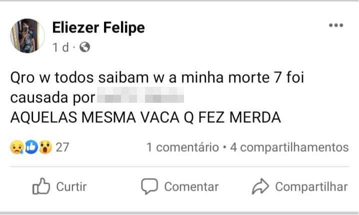 Postagem Eliezer Facebook