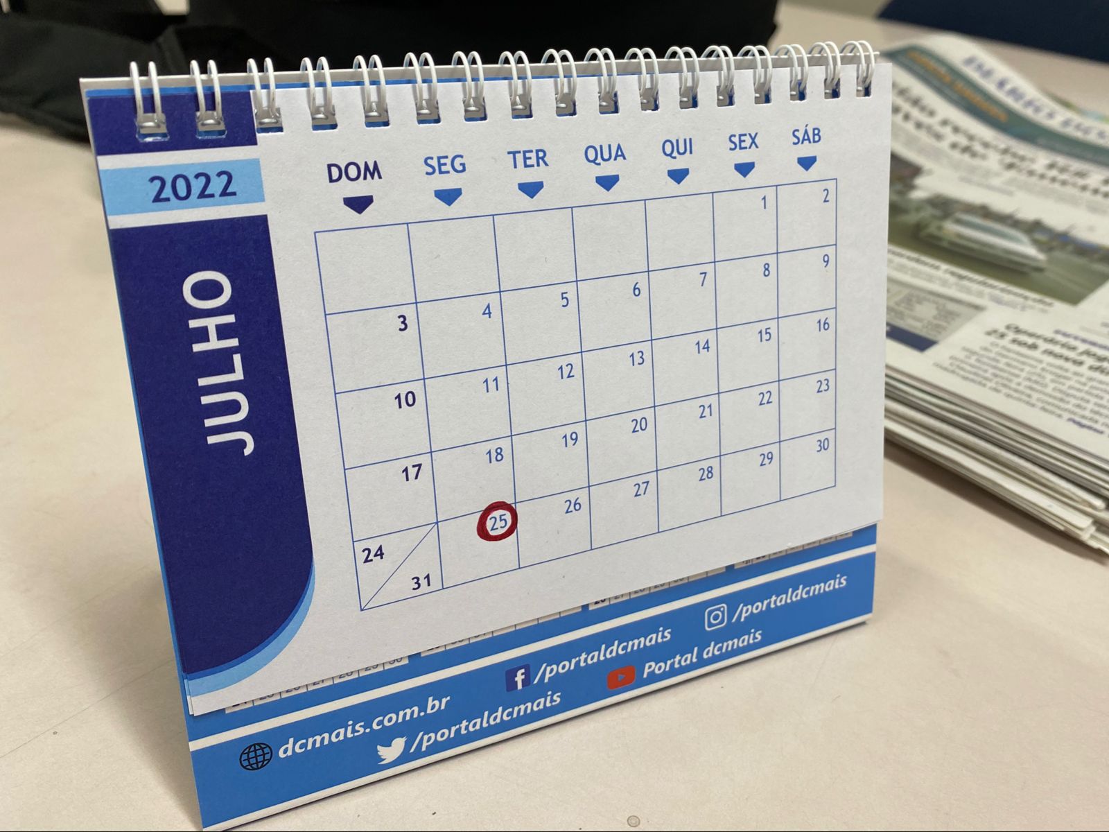 Foto do calendário com o dia da festa e feriado em Imbaú