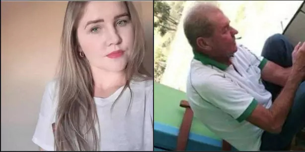 Jovem com camisa branca e seu pai ao lado vitimas de um homem que não se conformava com a separação
