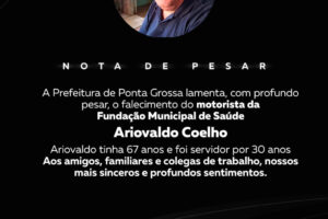 Motorista da Prefeitura de PG, Ariovaldo Coelho, em fundo preto