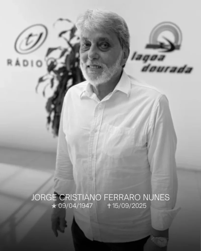 Jornalista falecido Jorge Nunes em preto e branco.