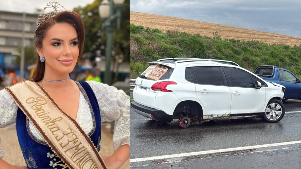 Deborah Tozetto, rainha da 33ª Münchenfest, e seu carro