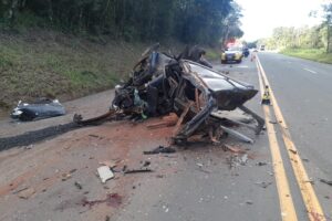 Acidente entre carro e caminhão Nova Tebas