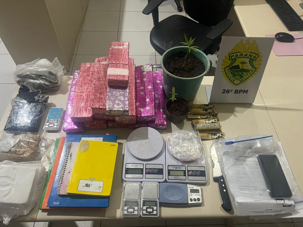 Drogas apreendidas pela PM em Telêmaco Borba