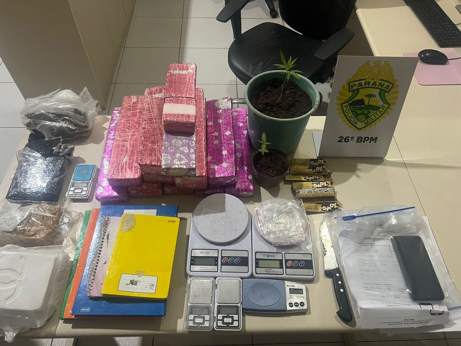 Drogas apreendidas pela PM em Telêmaco Borba