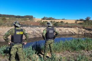 Agentes da PM e da Prefeitura de Carambeí flagraram o crime ambiental