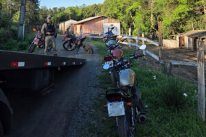 Foram apreendidas seis motos no local