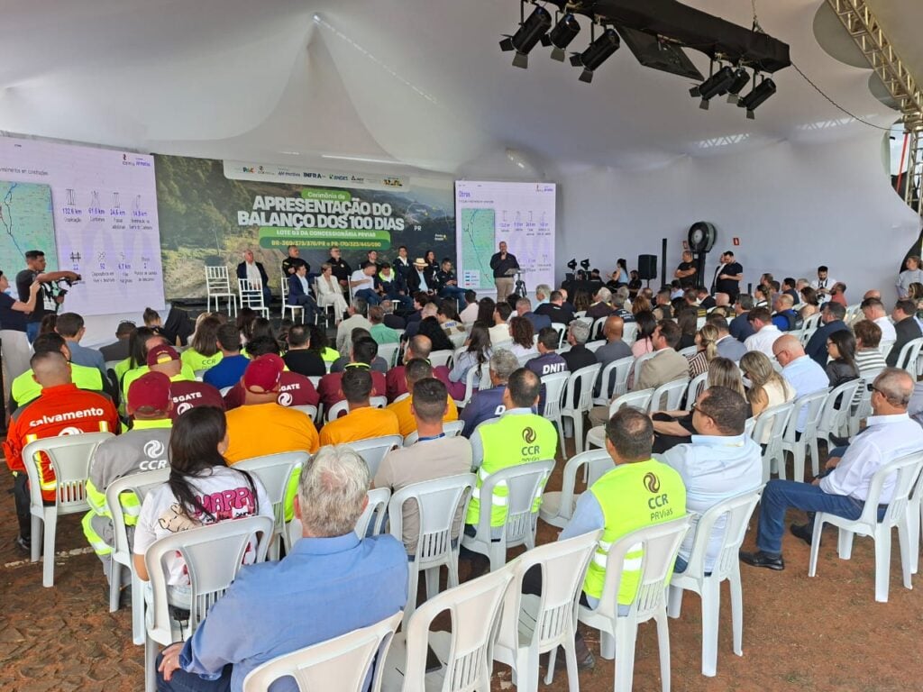 O diretor-presidente da CCR PRVias, Keller Rodrigues apresenta resultados do Plano de 100 dias da PR Vias