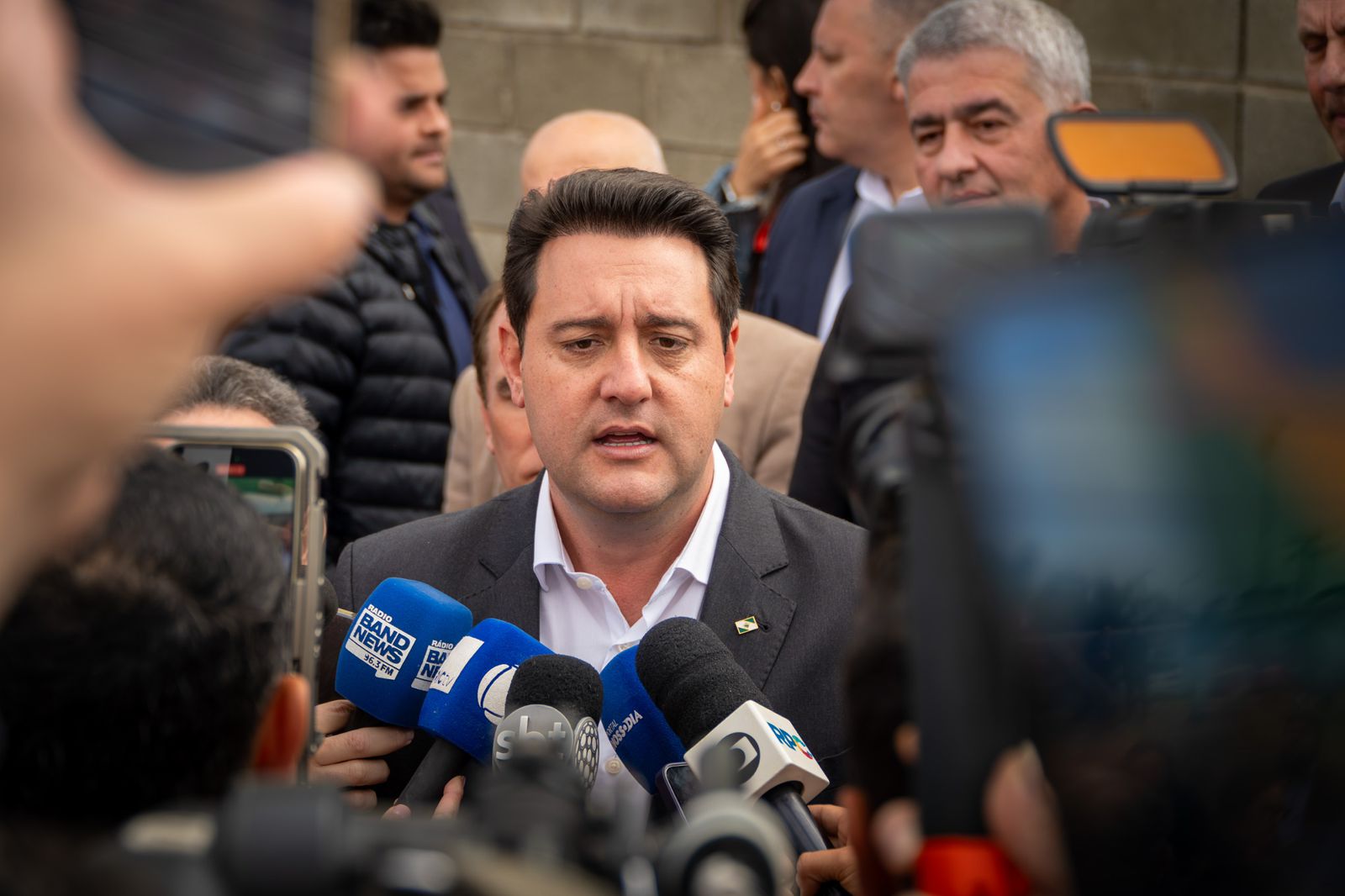 Governador do Paraná Ratinho Junior, durante entrevista à imprensa