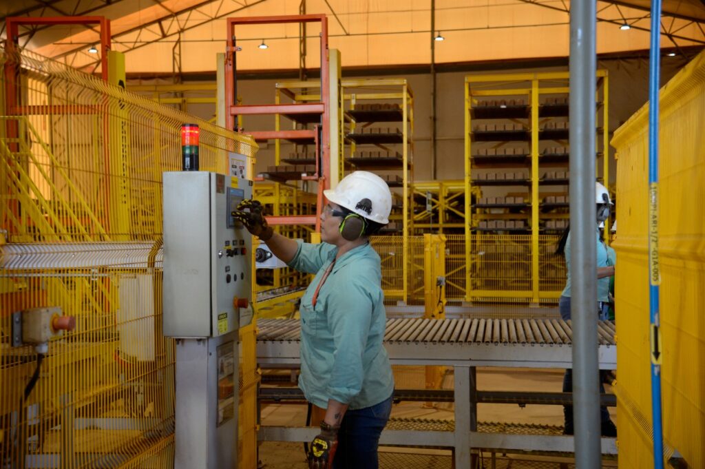 Trabalhar executando sua profissão em uma fábrica