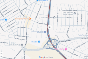 Mapa mostr alocal de acidente na BR-376 em 22 de agosto de 2025