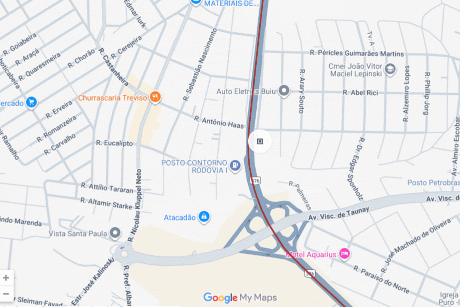 Mapa mostr alocal de acidente na BR-376 em 22 de agosto de 2025