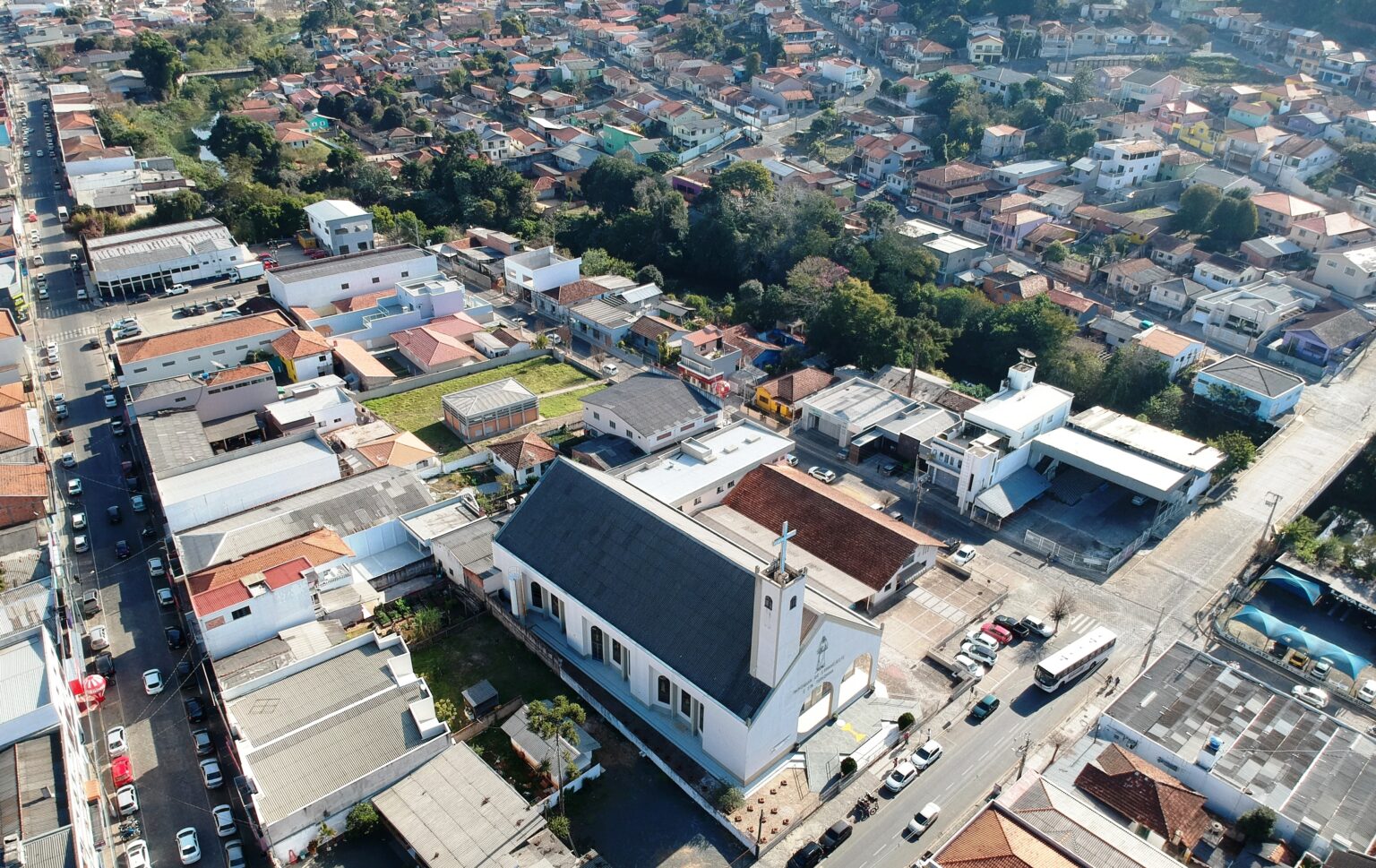 Foto aérea do município de Jaguariaíva, que cancelou as comemorações do aniversário de 202 anos do município.
