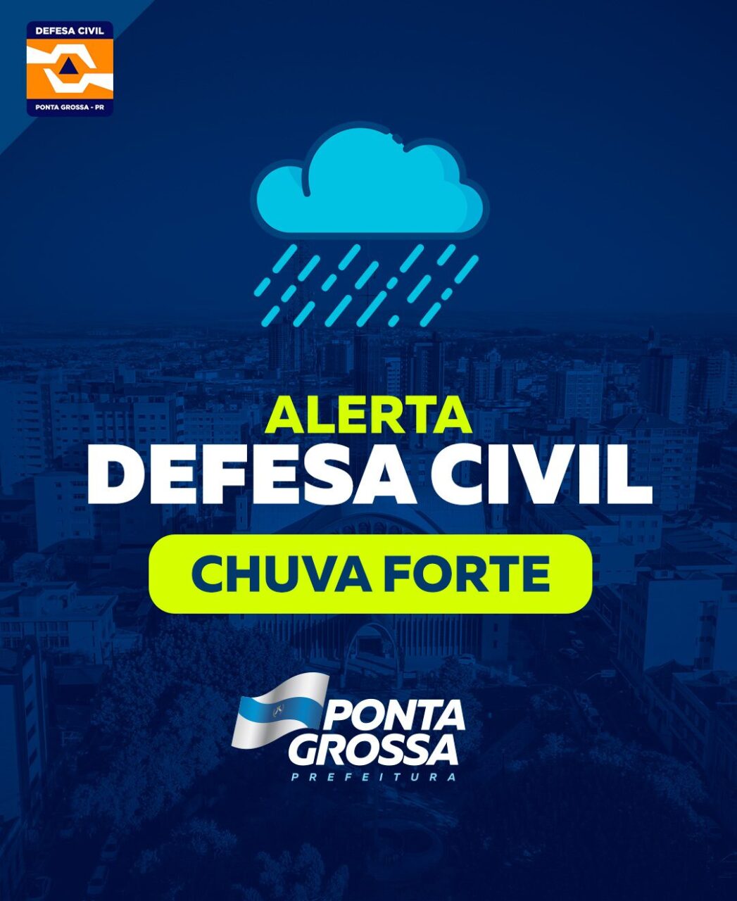 Alerta da Defesa Civil em Ponta Grossa