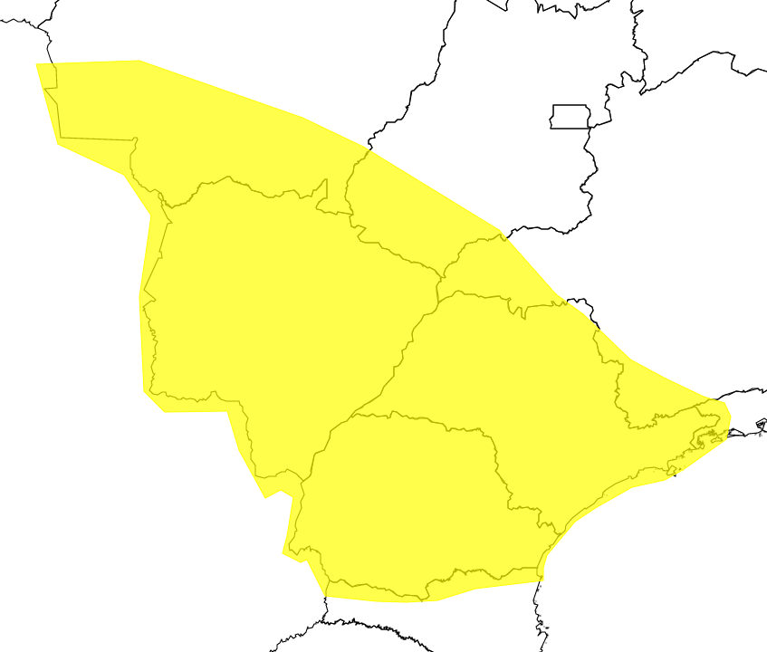 Mapa do INMET mostra alerta para toda a região