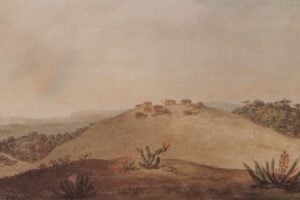 Aquarela pintada pelo artista francês Jean-Baptiste Debret e que retratada o povoado que daria origem à cidade de Ponta Grossa (PR), no ano de 1827 - portal DCmais
