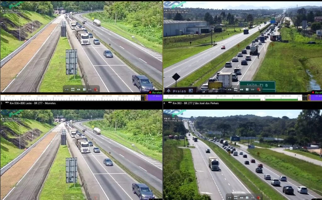 Imagens de monitoramento de rodovias na região dos Campos Gerais, no Paraná