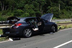 Defensa atravessou o carro