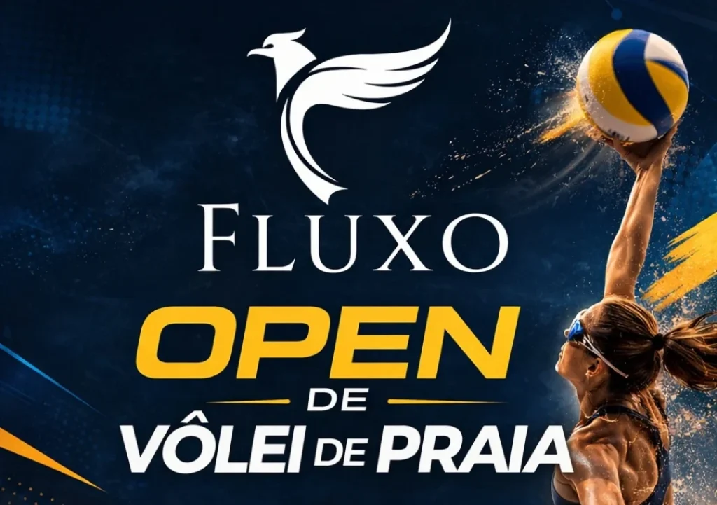 Arte de divulgação do Fluxo Open de Vôlei de Praia em Ponta Grossa