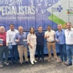 Aliel Machado e lideranças em evento da Carreta da Saúde da Mulher, em Telêmaco Borba