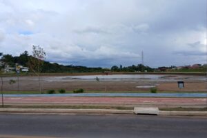 Lago de Olarias com baixo nível de água