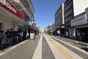Calçadão ilustra previsão do tempo em pg