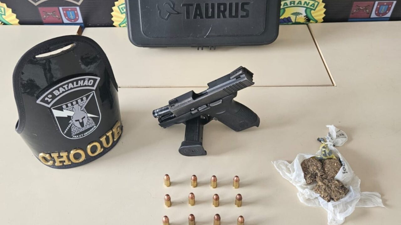 Arma de fogo e maconha foram aprendidas no bairro Chapada em Ponta Grossa