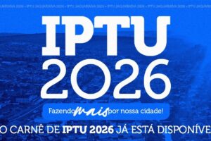 Arte sobre o IPTU 2026 da Prefeitura de Jaguariaíva