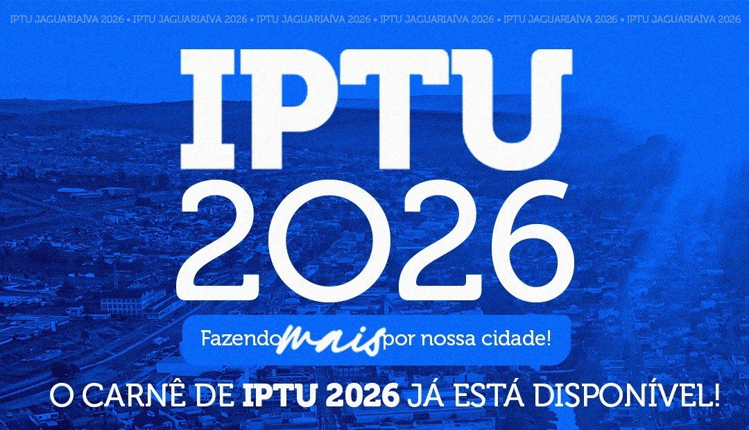 Arte sobre o IPTU 2026 da Prefeitura de Jaguariaíva