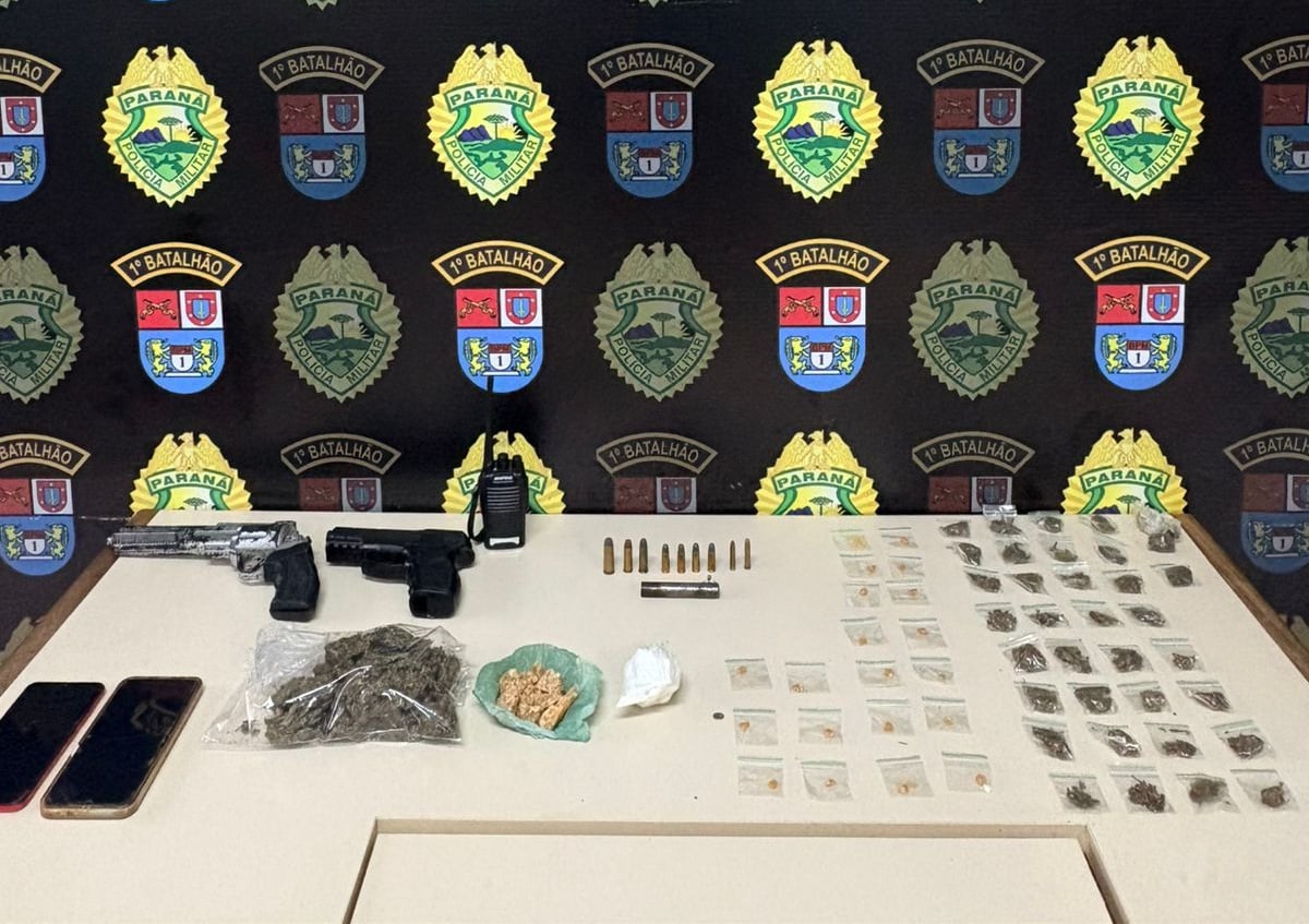 Itens ilegais apreendidos pela Polícia Militar em Ponta Grossa