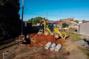 Obras de pavimentação no Parque dos Pinheiros