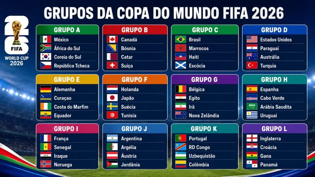 Arte grupos da Copa divulgação