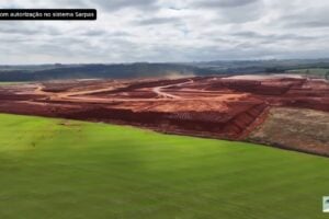 Imagem aérea do terreno da XBRI Pneus em Ponta Grossa