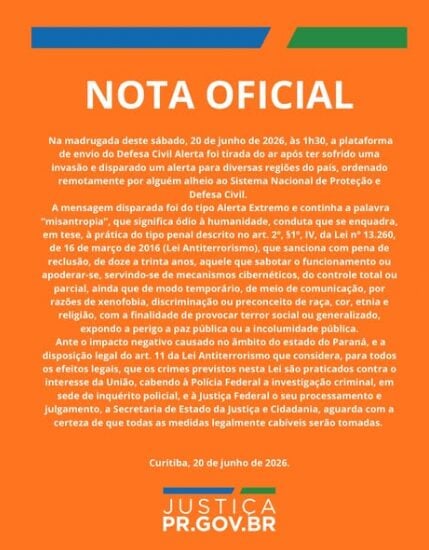 nota secretaria de justiça