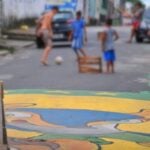 Rua pintada para a Copa do Mundo