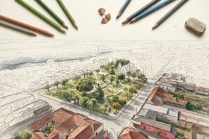 Arte do mapa de Carambeí mesclado com uma pintura