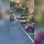 Gravação divulgada em redes sociais de acidente envolvendo carro e moto na PR-151, com vítima caída na rodovia